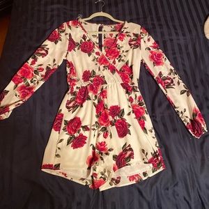 H&M white and pink floral romper